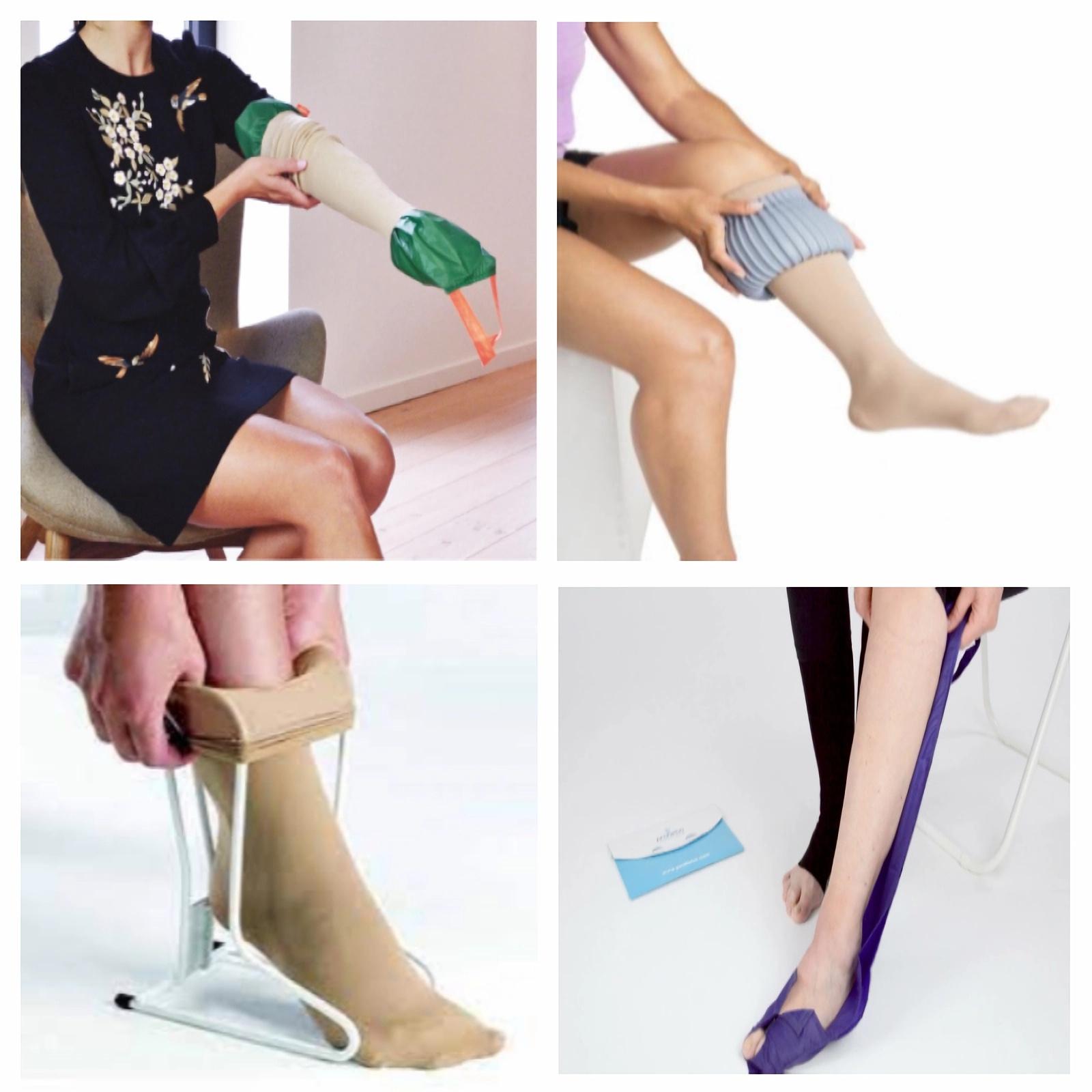 Different hosiery applicators in use Different hosiery applicators in use