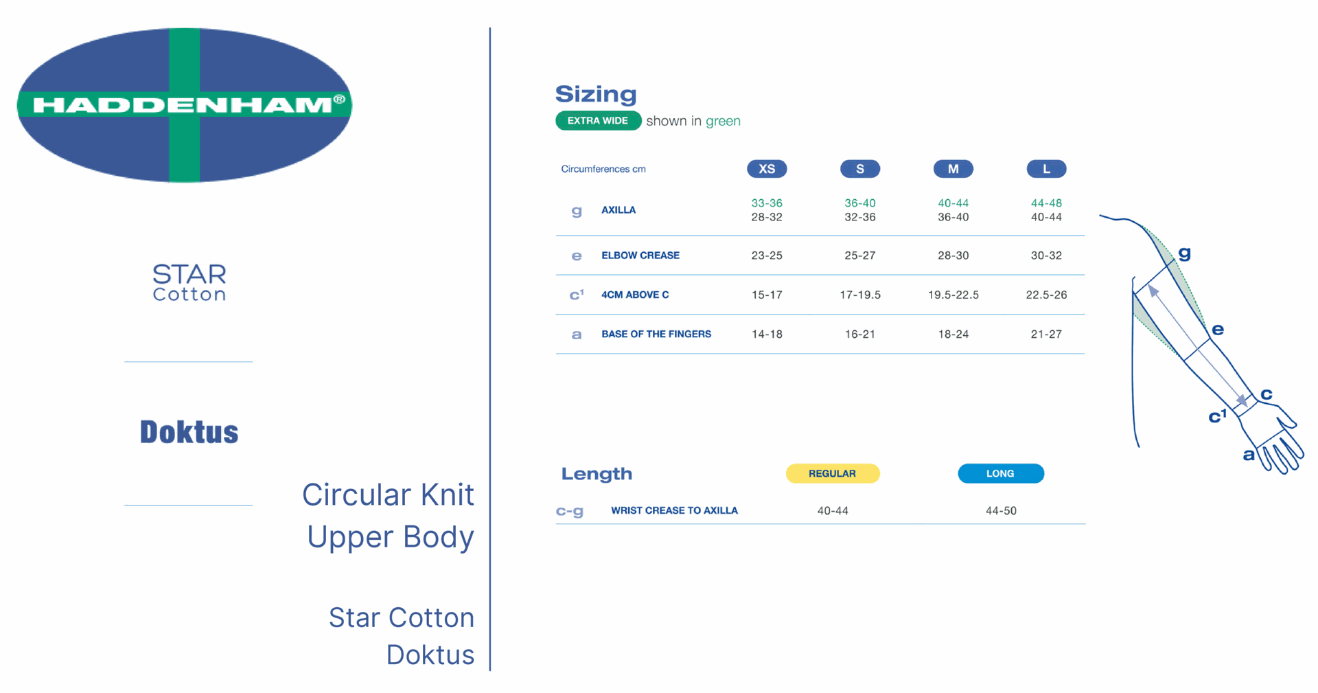 Haddenham Doktus size guide