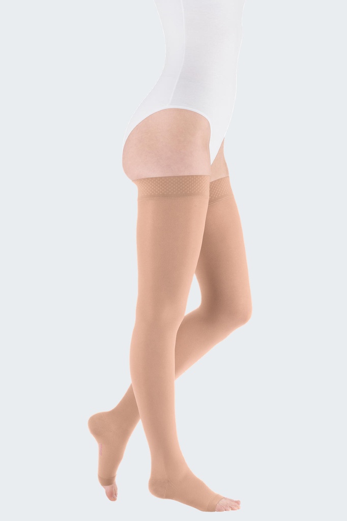 Mediven Plus Class 3 (34-46mmHg) Thigh Length Stockings with Silicone Top Band (Open Toe) (Extra Wide)