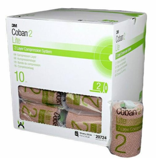 [Pipcode 365-5008] (20724) Two-layer Cohesive Compression Systems - Coban 2 Lite Compression Layer - 10cm x 3.5m (Singles)