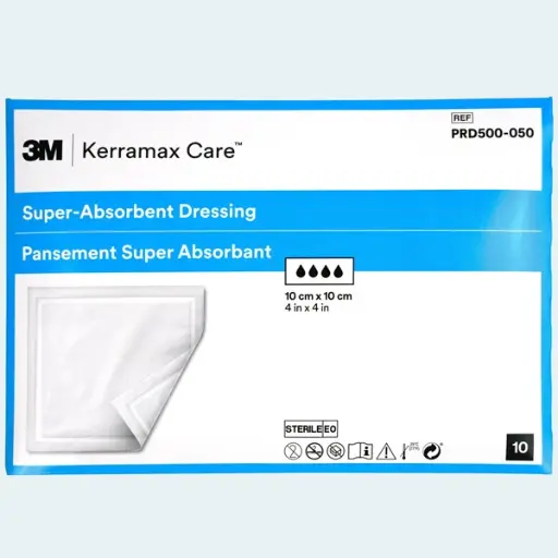 [PRD500-050 (352-3446)] KerraMaxCare Dressing 10cm x 10cm Square (Single Dressing)