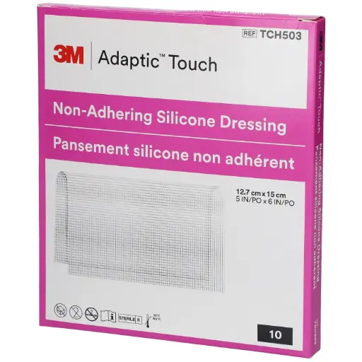 [359-0437] 3M Adaptic Touch Non-Adhering Silicone Dressing (12.7cm x 15cm) (Singles)